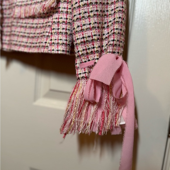 Chic Pink Tweed Women's Blazer Size 12 - Picture 2 of 7